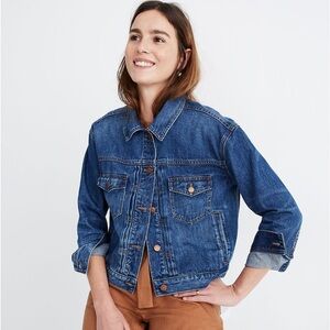 NWT Madewell The Boxy-Crop Jean Jacket in Elmwood Wash: Vintage Edition